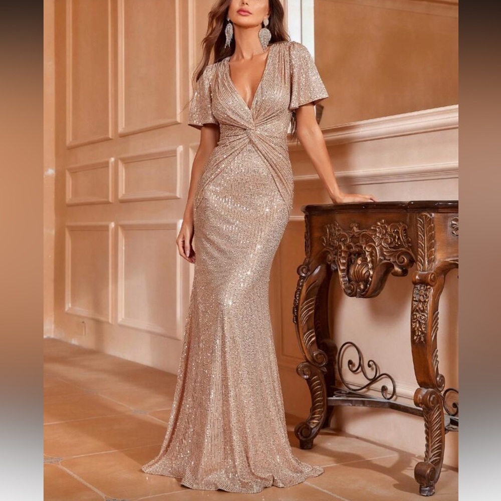 Elegant Champagne Evening Gown